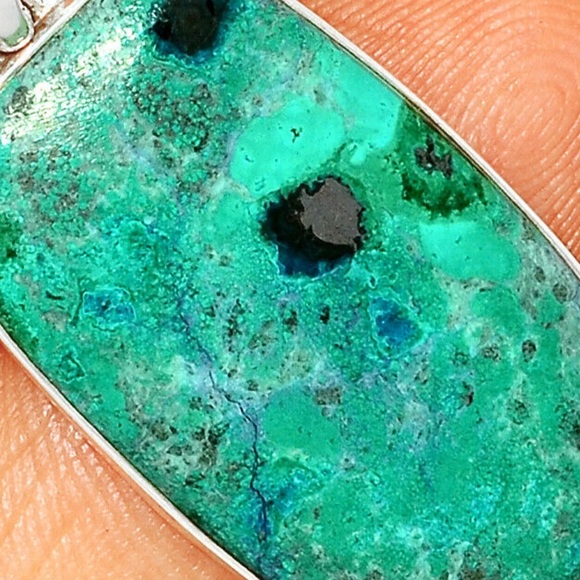 Rare Hematite in Chrysocolla Sterling silver pendant - Picture 2 of 2